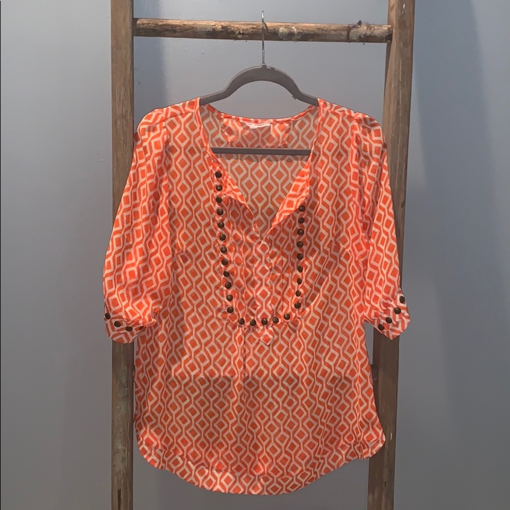 Orange and brown studded shirt